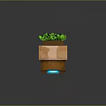 Green Leafy Plants In Modern Brown Planter With Blue Glowing Base
