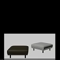 Modern Footstools Design Brown Leather And Light Gray Fabric With Black Wooden Legs Home Furniture