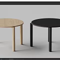 Modern Light Wood And Black Tables Round And Rectangular Shapes 3d model