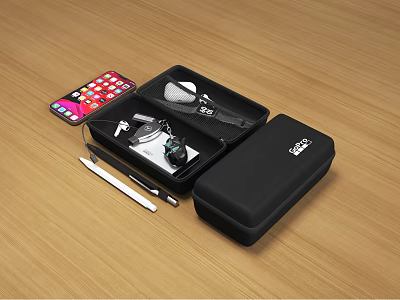 Slik Hard Shell Storage Case Organizing Earphones Cables Charger And Small Accessories 3d model