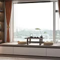 Chinese Style Floating Window Sill Floating Window Cushion Small Tea Table 3d model