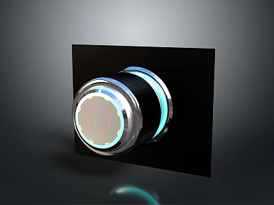 Computer Control Knob With Illuminated Circular Design Blue White Light And Red Indicator 3d model