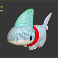 Cute Blue Shark Dog Game And Movie Character With Red Collar Design