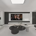 Bright Modern Minimalist Living Room With Comfortable Sofa Coffee Table And Large Wall Mounted Television