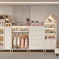 Cute Kids Room Entryway Cabinet With House Shaped Side Cabinet And Hanging Clothes Storage