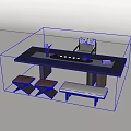 Modern Minimalist Tea Table and Chairs with Wooden Top Upholstered Seats and Tea Set