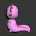 Cute Pink Animal Figure With Big Eyes Smiling Face And Pink Tentacles Blue Flower