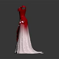 Elegant One Shoulder Red to White Gradient Dress with Delicate Flower Decorations for Formal Occasions