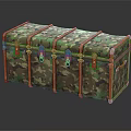 Camouflage Storage Box With Metal Latches And Vintage Design Details