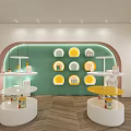 Children's Specialty Store With Green White Design And Cartoon Bear Display Shelves