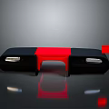 Modern Black and Red Sofa With Sleek Lines Seat Armrest Sections Glossy Finish