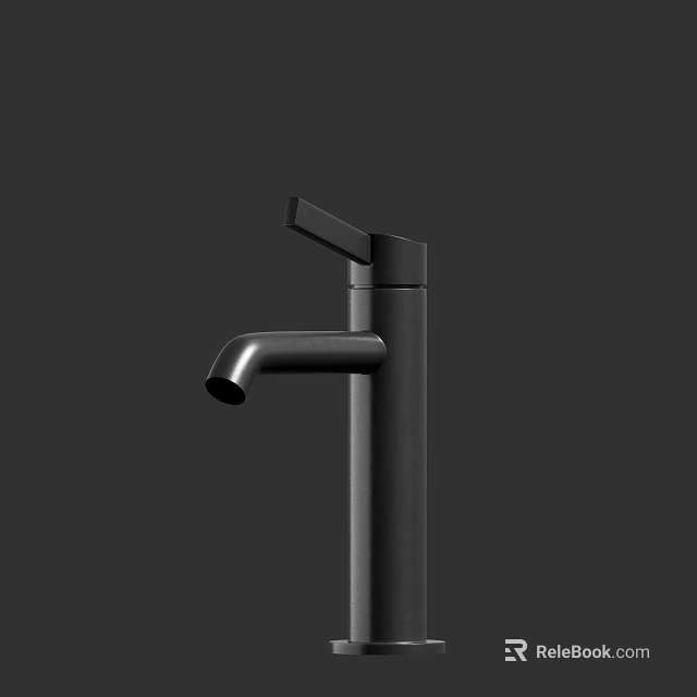 Black Modern Sleek Faucet With Tall Body And Single Handle Design 3d model 