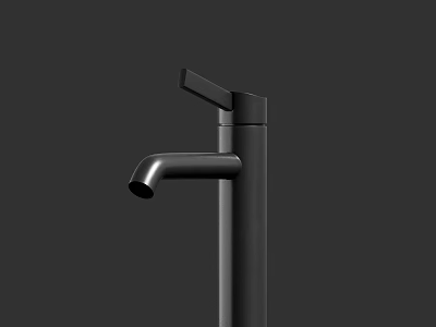 Black Modern Sleek Faucet With Tall Body And Single Handle Design 3d model