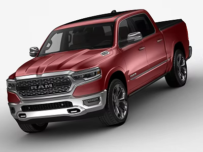 Red RAM Pickup Truck Exterior With Chrome Accents And Stylish Design Features 3d model