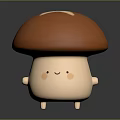 Cute Mushroom Shaped Game and Movie Character With Smiling Face Small Arms and Legs