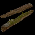 Natural Stone Wood Logs With Green Moss And Rough Surface Texture 3d model