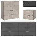 Modern Stylish Bedside Table With Geometric Pattern Drawers In Gray And Beige Colors 3d model