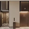 Modern Elevator Interior Design With Metallic Doors And Marble Wall Accents 3d model