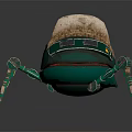 Green Mechanical Creature With Brown Top And Leg Like Metallic Structures 3d model