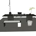 Modern Minimalist Tea Table and Chairs With Teapot Teacups and Simple Design