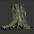 Rustic Wood Tree Trunk Decor with Stone Accents Green Moss and Extended Roots