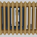 Stylish Golden And Blue Radiators With Colorful Decorative Balls For Home Heating