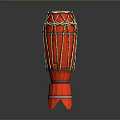 Stylish Red Drum Home Decor With Yellow Woven Ropes And Red Support Base