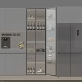 Modern Wine Cabinet Design With Glass Doors Built in Wine Racks And LED Lighting