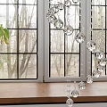 Elegant Floor Lamp With Crystal Pendant Decor By Window With Tree View