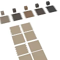 Stacked Wooden Components With Circular Wood Grain Samples And Various Color Tones