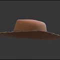 Brown Cowboy Hat With Stitched Brim On Black Background 3d model