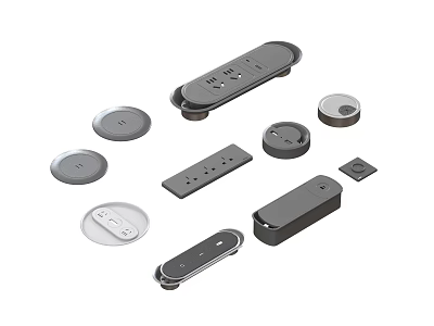 Modern Electrical Accessories In Black Silver With Various Shapes Sockets And Switches 3d model