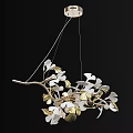 Elegant Modern Ceiling Light With White And Gold Ginkgo Leaf Design 3d model