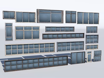 Various Window Designs With Different Sizes Styles And Frame Details 3d model