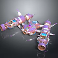 Cosmic Purple And Pink Spacecraft Models With Thrusters And Cockpits