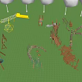 Outdoor Playground Equipment With Swings Slides Climbing Frames And Green Grass