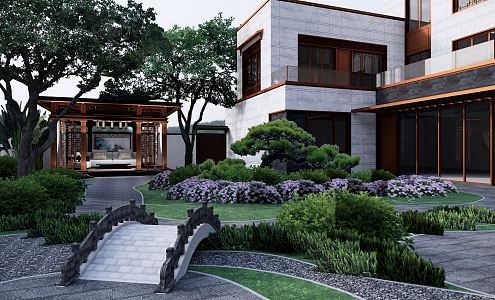 New Chinese Courtyard Garden 3d model