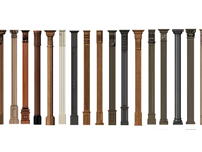 Decorative Roman Columns In Various Styles And Different Colors For Home Design 3d model