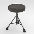 Modern Stool With Gray Padded Round Seat And Three Legged Metal Frame