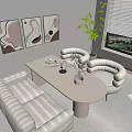 Modern Negotiation Table and Chair Rest Area 3d model