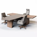 Modern Office Desk With Gray Surface Wooden Legs And Matching Chair
