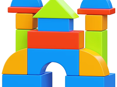 Colorful Building Blocks with Various Shapes for Kids Play Constructing Castle Tower and Archway Structure 3d model