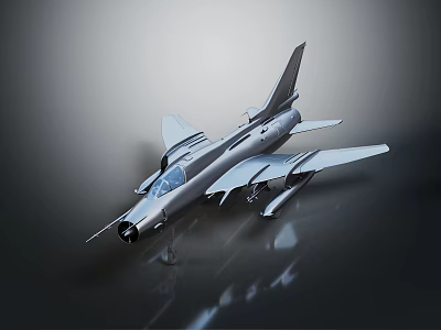 Silver Modern Fighter Jet With Aerodynamic Design Sharp Wings And Cockpit Details 3d model