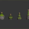Colorful Decorative Bottles Collection With Various Designs Arranged In Arc On Gray Background