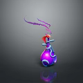Purple And Blue Magic Bottle With Smoking Effect And Shiny Reflective Surface