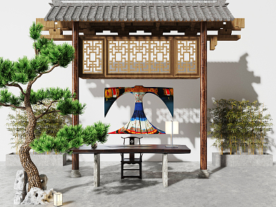 Chinese style archway door head model