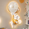 Cute Teddy Bear Wall Decor With Yellow Outfit Balloon Clock And Time Fun Design