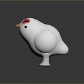 Cute White Chicken 3D Model With Red Cheeks And Yellow Beak