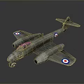Silver Metallic Airplane Model With Twin Engines Round Wing Emblems And Landing Gear