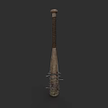 Rustic Baseball Bat Weapon With Barbed Wire Wrapping And Wooden Handle For Tactical Use